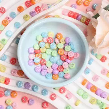 10-50 шт. 7-11 мм красочные бусины с буквами для изготовления ювелирных изделий DIY кулон ожерелье браслет 50Pcs 7mm Gold Moon Star