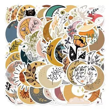10/50 шт. эстетическое искусство Луна Солнце цветок наклейки эстетическое искусство граффити наклейка ноутбук наклейки для багажа наклейка 10pcs