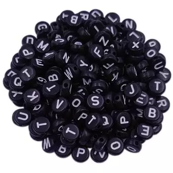 10-50 шт. для изготовления ювелирных изделий, ожерелье, браслет, красочные бусины с буквами, кулон 7-11 мм, акриловые поделки своими руками 20Pcs 10mm чёрный