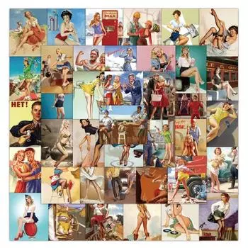 10/50 шт., Европа и Америка, ретро-девушка, наклейка для девочек, граффити, наклейки для DIY, багажа, ноутбука, скейтборда, мотоцикла, велосипеда, наклейка 10pcs