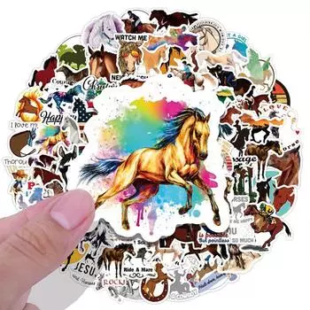 10/50 шт. креативные красочные наклейки с изображением скачущей лошади, граффити-наклейки Cavia Porcellus, наклейки для ноутбука, скейтборда, автомобиля, наклейки для багажа 10pcs