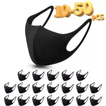 10-50 шт. маска для рта дымка от пыли моющиеся многоразовые пылезащитные маски черная хлопчатобумажная ткань PM25 маска для лица ветронепроницаемая для взрослых 10PCS чёрный