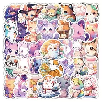 10/50 шт. милые красочные наклейки с изображением кота, водостойкие наклейки «сделай сам», набор наклеек с изображением кота для чаши с водой, ноутбука, скрапбукинга, дневника, наклейки 10pcs