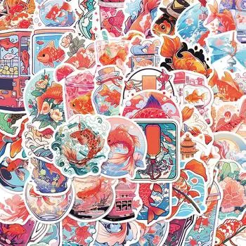 10/50 шт. милые наклейки с изображением рыбы кои, Золотая рыбка, граффити, наклейки для DIY, багажа, ноутбука, скейтборда, мотоцикла, велосипеда, наклейки 10pcs