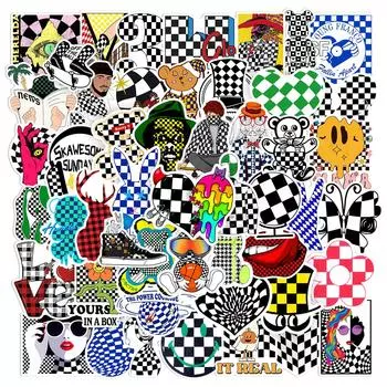 10/50 шт. Модные решетчатые шахматные наклейки шахматная доска Hypebeast граффити наклейки для DIY багажа ноутбука велосипеда наклейки 10pcs