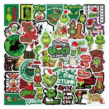 10/50 шт. мультфильм «Как Гринч украл рождественские наклейки Гринч граффити наклейки для DIY багаж ноутбук скейтборд мотоцикл наклейка на велосипед 10pcs