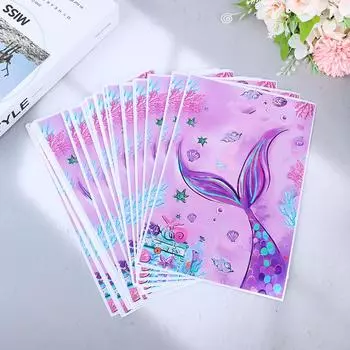 10/50 шт., пластиковые пакеты с подарками в виде русалки, хвост русалки, подарочные пакеты для конфет для русалки, морской тематический декор для вечеринки, детский душ, пользу 50Pcs