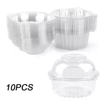 10/50 шт. с крышками, прозрачная упаковка для десертов на день рождения, держатель для кексов, свадебный контейнер для пончиков, кексов, тортов, десертов 10pcs