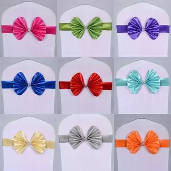 10/50 шт. Свадебные пояса для стульев, узел, спандекс, эластичный бант, галстук-бабочка, украшение для вечеринки в отеле, 14 цветов 10 pcs королевский синий