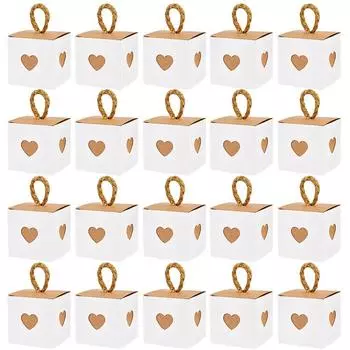10/50pcs White Brown Heart Candy Gift Boxes Wedding Birthday Party Favors for Guests Baby Shower Chocolate Cookie Packaging Box 10pcs белый