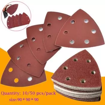 10/50шт Schleifdreiecke Dreieck Schleifpapier 90 x 90 x 90 мм 6 Loch Klett Deltaschleifer 10 Blatt P60