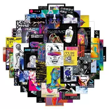 10/55 шт. кислотные графические наклейки психоделические граффити наклейки для DIY багажа ноутбука скейтборда мотоцикла велосипедные наклейки 10pcs