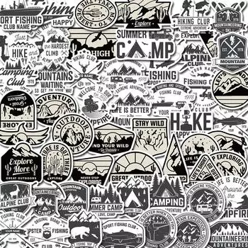 10/56 шт. черно-белые наклейки для улицы винтажные наклейки для путешествий на открытом воздухе в горах граффити для самостоятельного изготовления багажа ноутбука скейтборда велосипеда наклейки 10pcs