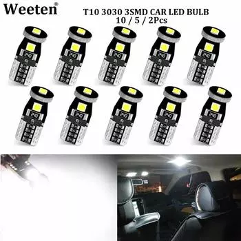 10/5/2 шт. T10 светодиодный 3SMD 3030 светодиодный автомобильный свет CANBUS лампы ошибки 12 В клиновая лампа указатель поворота световой диапазон 2pcs белый