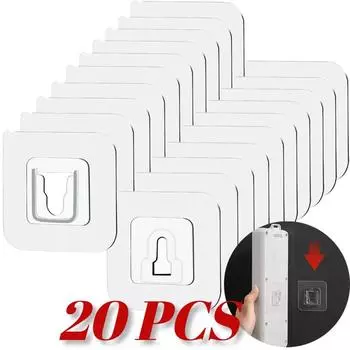 10/5 пар двухсторонних клейких настенных крючков, невидимый бесследный карабин, настенный держатель для хранения, комплект крючков для ванной, кухни, спальни