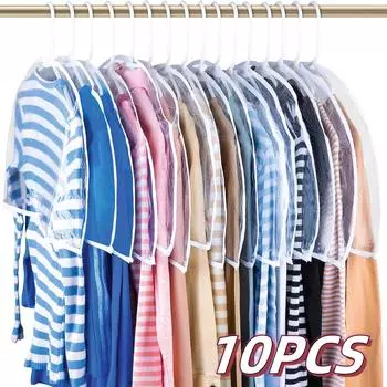 10/5 шт., чехол для одежды на половину длины, водонепроницаемый чехол для хранения костюма, пальто, органайзер для одежды, чехол для одежды на пол 5pcs белый