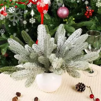 10/5 шт. рождественские искусственные сосновые иголки ветки снежные сосны искусственные растения DIY рождественские елочные венки украшения для дома рождественские новогодние подарки 5PCS