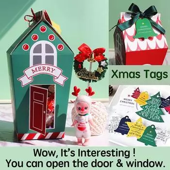 10/5 шт. рождественские коробки для конфет из крафт-бумаги, веселые рождественские конфеты, сладости, печенье, подарочная коробка, упаковка, сумка, украшение для вечеринки 2024 5PCS&13x7x7cm красный