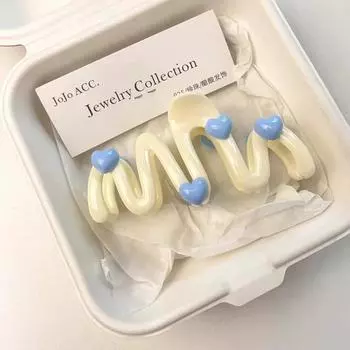 10,5 см Синий Сердце Волнообразный Зажим для волос Кремового цвета Клипсы для женщин Милый Симпатичный Необычный Зажим-акула Большой Зажим для хвостика Заколки