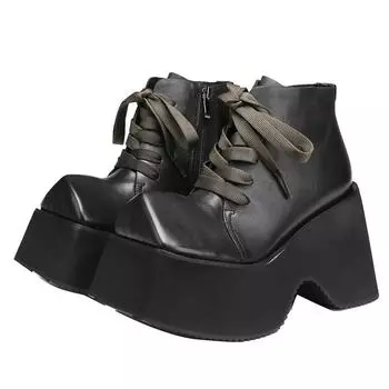 10,5 см удобные ботинки женские этнические ботильоны на платформе весенние большие странные носки натуральная кожа осенняя модная обувь мокасины 34 чёрный