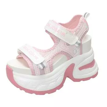 10,5 см Женские сандалии Удобная обувь Тапочки 2025 Модная обувь Женская Летняя Открытый носок Платформа Клиновидный каблук Супервысокий Скрытый каблук 34