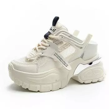 10,5 см сетчатая воздушная подошва из натуральной кожи женские массивные модные кроссовки на платформе с клином дышащие тапочки удобные полые летние туфли 34 белый