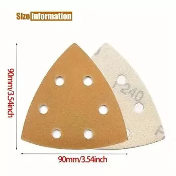 10/60 шт. Желтые треугольные шлифовальные диски для мышей, наждачная бумага с 6 отверстиями, зернистость 60/80/120/180/240/320 для дельта-шлифовальных машин