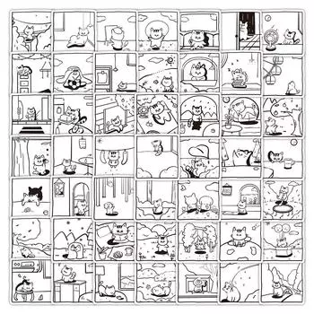 10/60pcs Симпатичный Арт Черные Белые Кошки Наклейки граффити Наклейки для DIY Багаж Ноутбук Скейтборд Мотоцикл Велосипед Наклейки 10pcs