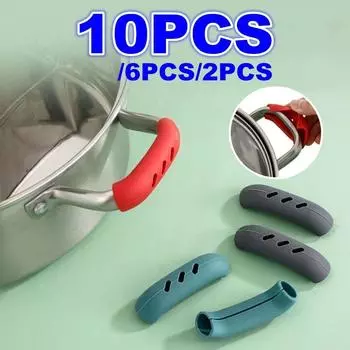 10/6/2 шт. силиконовая крышка для ручки сковороды, теплоизоляционные чехлы, горшок, зажим для ушей, пароварка, запеканка, устойчивый к высоким температурам кухонный инструмент 2pcs красный