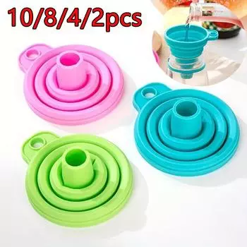 10/8/6/2 шт. Складная телескопическая воронка, силиконовая мини-бытовая воронка для заливки масла, силиконовая воронка для утечки масла, кухонные принадлежности