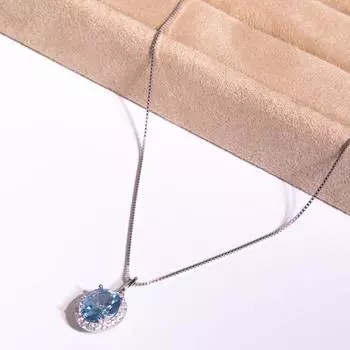 10*8 мм небесно-голубой кубический цирконий овальный кулон 45 см 925 серебряный женские модные ювелирные изделия ожерелья небесно-голубой