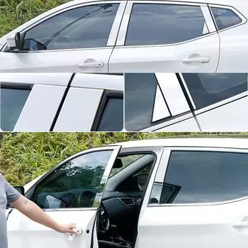 10/8 шт. полированные столбы столбов отделка окна крышка BC наклейка на колонку нержавеющая сталь/поликарбонат пластик для NISSAN Qashqai 2016-2018