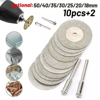 10 алмазных отрезных дисков, мини-пильное полотно, шлифовальный круг + 2 оправки 20mm