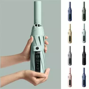 10 Автоматический виниловый автоматический складной деловой зонт с ручкой соответствующего цвета, трехкратный солнцезащитный козырек, виниловый козырек One Size чёрный