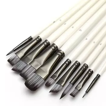 10 белых деревянных держателей для ручек, нейлоновые кисти, различные модели для ежедневного использования, подходят для масляной живописи, акварели