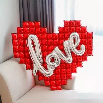 10 больших квадратных фоновых стен в форме сердца или связанных между собой алюминиевых пленочных шаров в форме букв «любовь» для украшения свадебной комнаты ко Дню святого Валентина