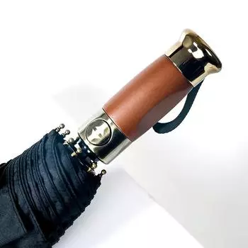 10 bone wooden handle umbrella aluminum alloy high-end three-fold umbrella 110CM enlarged waterproof umbrella