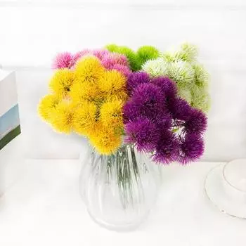 10 букетов, имитация цветочного шара одуванчика, реалистичные, без запаха, не требуют ухода, шелковые искусственные цветы для украшения дома, отеля белый