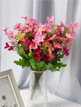 10 букетов искусственных цветов, полевых цветов, ромашек, устойчивых к ультрафиолетовому излучению, шелковых поддельных цветочных композиций из ромашек, искусственных растений для цветочного домашнего декора темно-синий/светло-синий