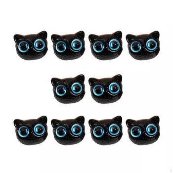 10 бусин в форме кошачьей головы для создания россыпью акриловых украшений Black Blue Eyes