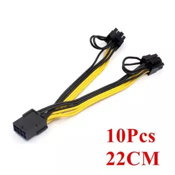 10 CABLE PACK PCI-E 8 pin Male to Dual PCI-E 6+2 pin Female GPU Power Cable Splitter Graphics, 18 AWG