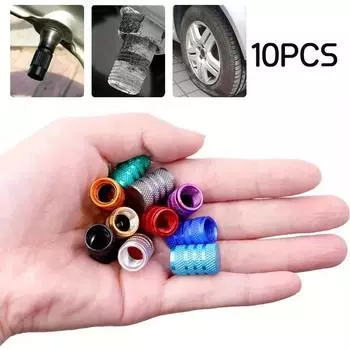 10 Car Tire Valve Caps, Knurled Tire Valve Covers, Aluminum Wheel Rod Valve Covers, Car General Decorative Accessories