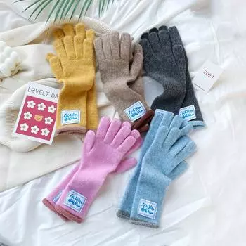 10 Color Autumn And Winter New Women S Woolen Gloves, Knitted Touch Screen Gloves, Warm Macaron Color Loose Gloves 30*8CM