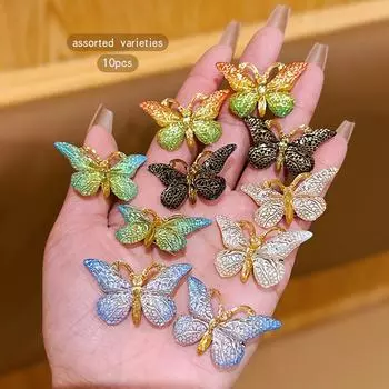 10 colorful random butterfly hair clips for daily use as hair accessories Size fits all