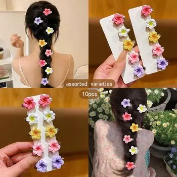 10 colorful random flower hair clips suitable for daily hair accessories