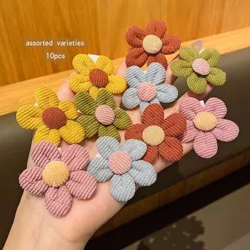 10 colorful random flower hair clips, sweet and fashionable headband hair clips, suitable for daily use as hair accessories