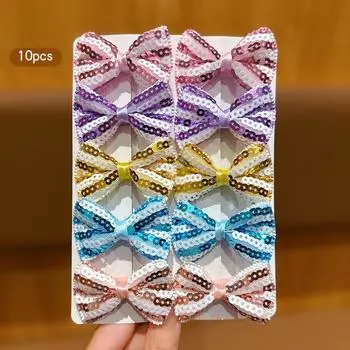 10 colorful striped bow hair clips suitable for daily hair accessories