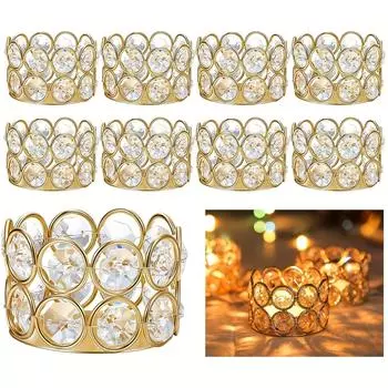 10 Crystal Candle Holders, Table Candlestick, Party Decoration, Home Decoration, Iron Plating, Crystal Beads Combination