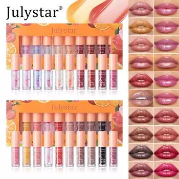 10-цветный набор блесков для губ с фруктовым вкусом, увлажняющий, меняющий цвет блеск для губ, водостойкий, с перламутровым блеском для губ, для устранения морщин и сухости губ A