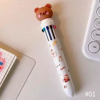 10 цветов, 0,5 мм, студенческая шариковая ручка с героями мультфильмов, красочные ручки с милыми животными, детский дневник, стационарные канцелярские принадлежности для рисования, скрапбукинга 01